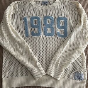 Taylor Swift Cream Sweater with Blue 1989 Design